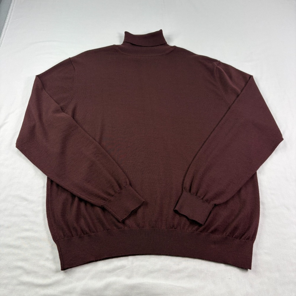 Suitsupply Merino Wool Sweater Mens 2XL Brown Turtleneck Stretch Pullover